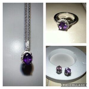 CLEARANCE Amethyst Necklace, Earrings & Ring Set 💜